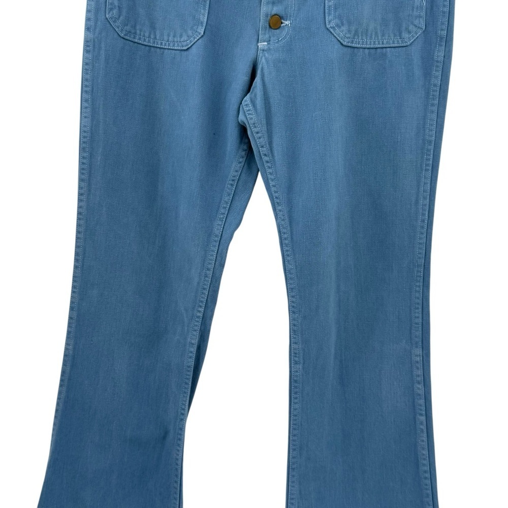Vintage 70s Bell Bottom Jeans Lee Teens Made in USA Button Fly Flare Leg | 16/18 - Picture 5 of 12